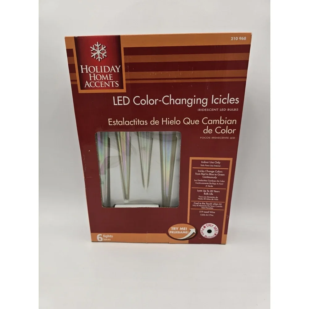 LED Color Changing Icicle Lights Holiday Home Christmas Decoration 6 Bulbs